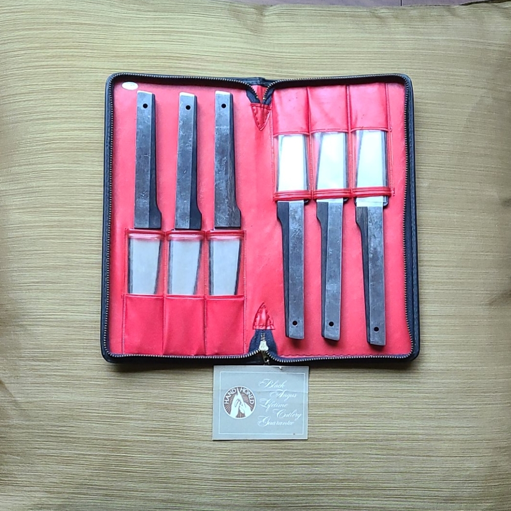 Vintage Black Angus Steak Knife Set of 6 with Case